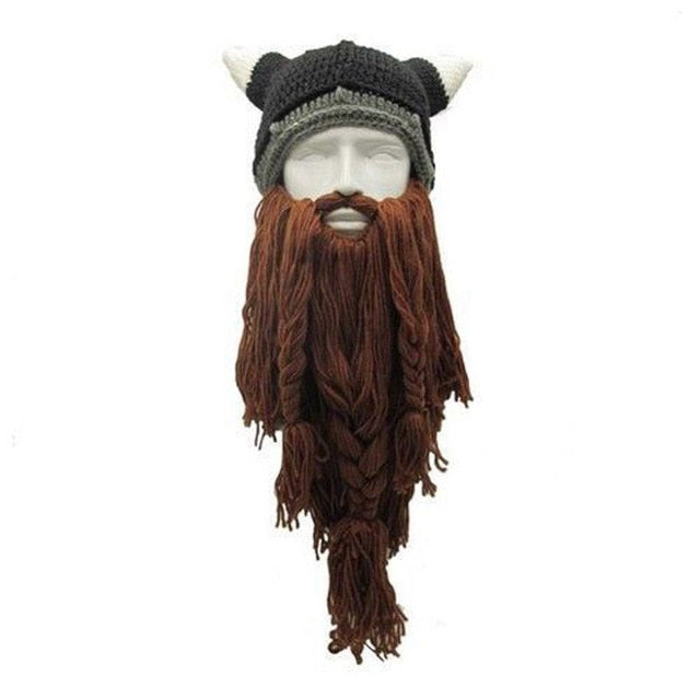 Knitted Viking Beard and Horn Hat