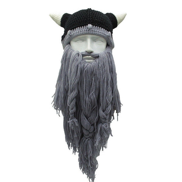 Knitted Viking Beard and Horn Hat