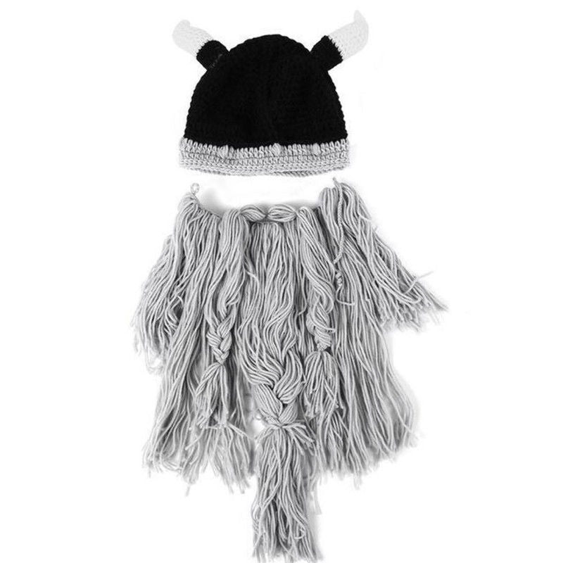 Knitted Viking Beard and Horn Hat