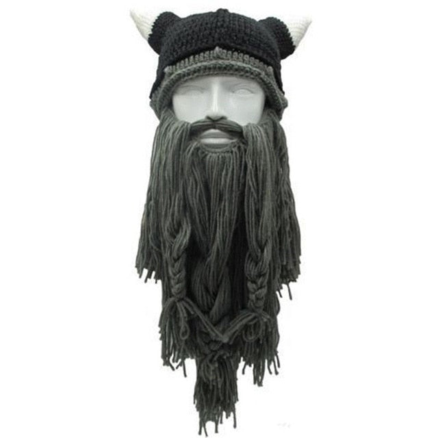 Knitted Viking Beard and Horn Hat