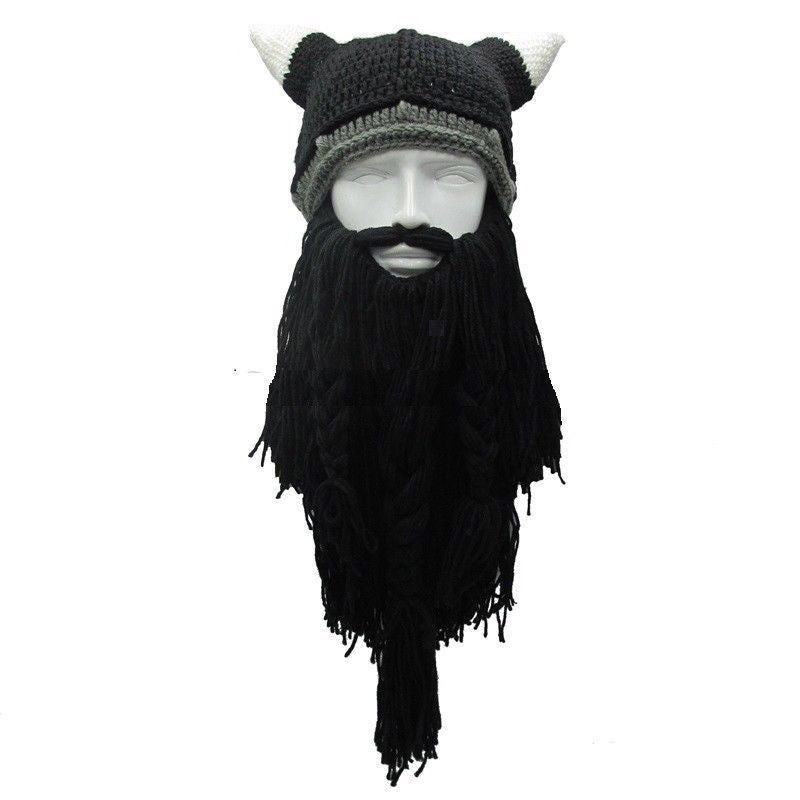 Knitted Viking Beard and Horn Hat